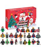 Calendrier de l'Avent 24 figurines de super-héros multicolores - 37x3.5x23 cm