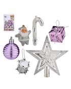 Set ornamenti per albero di Natale viola - 24x14x6 cm