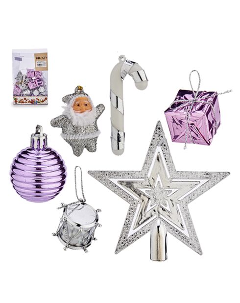 Ensemble de décorations pour sapin de Noël  violet - 24x14x6 cm