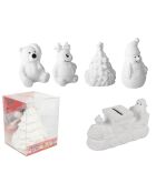 Lot de 6 tirelires de Noël en céramique à peindre blanche