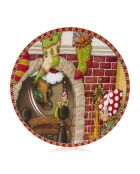 Decoratief bord met veelkleurig kerstpatroon - 33x1,5x33 cm