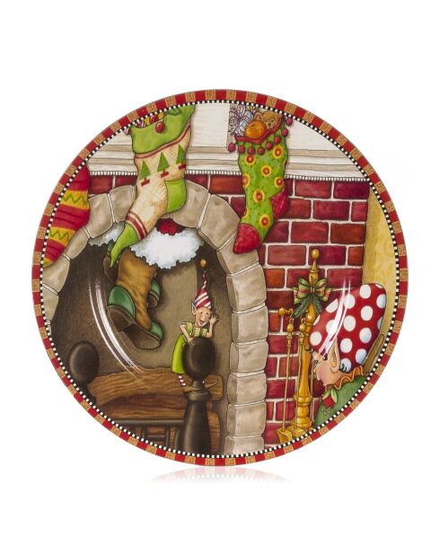Assiette décorative avec motif de Noël multicolore - 33x1.5x33 cm