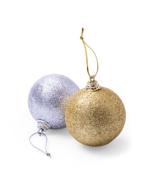 Lot de 6 boules de Noël Yenkit à suspendre argenté - 10x5x18 cm