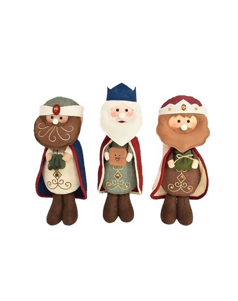 Lot de 3 figurines des Trois Rois multicolores - 12x6x37 cm