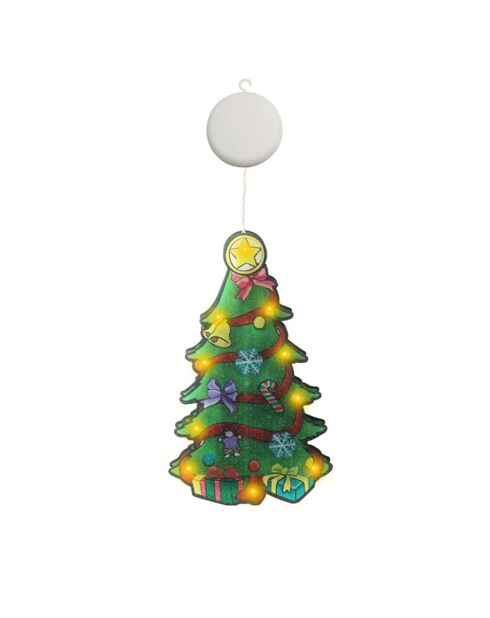 Décoration de Noël cristal adhésif LED sapin de Noël vert- 25x2x15 cm