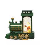 Babbo Natale in treno con luce LED verde scuro - 12,5x6x12 cm