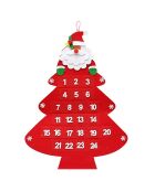 Albero di Natale e calendario dell'avvento da appendere a forma di Babbo Natale rosso - 43x0,5x59 cm