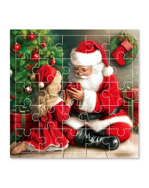 Lot de 6 puzzles de Noël en papier muliticolores - 15.5x15.5 cm