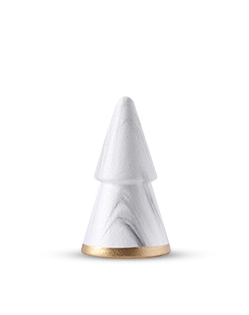 Figurine décorative de sapin de Noël en marbre de luxe blanc - 7.7x7.7x13 cm