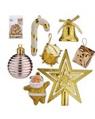Ensemble de décorations pour sapin de Noël  doré - 24x14x6 cm