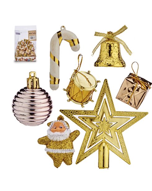 Ensemble de décorations pour sapin de Noël  doré - 24x14x6 cm