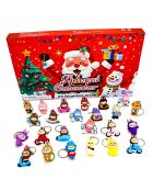 Adventskalender 24 veelkleurige monstersleutelhangers - 37x3,5x23 cm