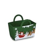 Panier rond avec anse décoration de Noël vert - 21.5x9.5x18 cm
