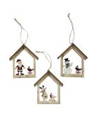 Casa sospesa con motivo natalizio casuale multicolore - 9,5x1x14,7 cm