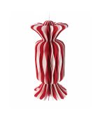 Lot de 6 décorations alvéolées en papier motif bonbons de Noël rouge et blanc- 30x15 cm