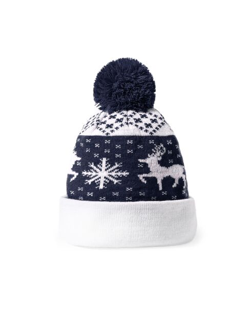 Bonnet de Noël Elenix avec pompon bleu marine - 31x2x40 cm