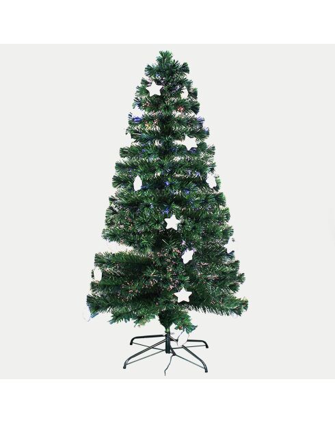 Arbre à fibres optiques avec étoile et lumière vert - 65x65x120 cm