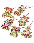 Lot de 2 décorations de Noël à 6 modèles aléatoires multicolores  - 22x0.5x32 cm