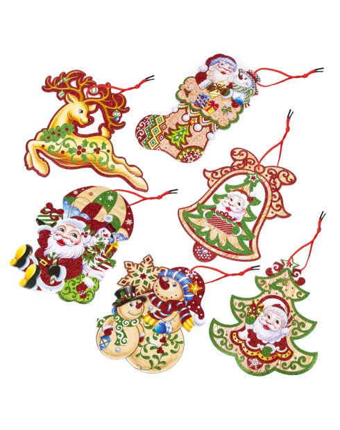 Lot de 2 décorations de Noël à 6 modèles aléatoires multicolores - 22x0.5x32 cm