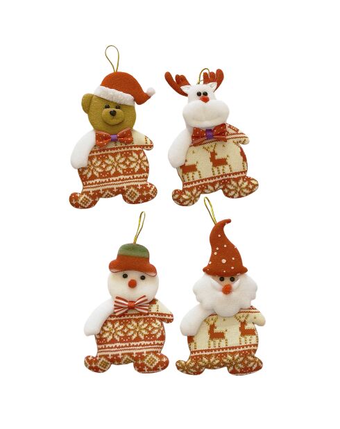 Lot de 12 pendentifs de Noël Multicolores - 9x15 cm
