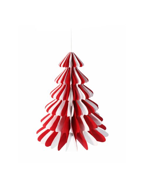 Lot de 6 décorations de Noël en papier alvéolé rouge et blanc - 20x17.6 cm