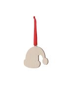 Lot de 10 décorations Clixar motif chapeau de Noël avec attache rouge en bois - 7x0.5x7 cm