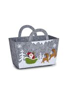 Dekorativer Weihnachtskorb mit grauem Griff - 21,5x10x18 cm