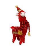 Poupée alpaga de Noël rouge - 33x10x28 cm
