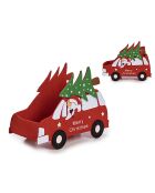 Cestino decorativo a forma di auto per Natale rosso - 20,5x10,5x15,5 cm