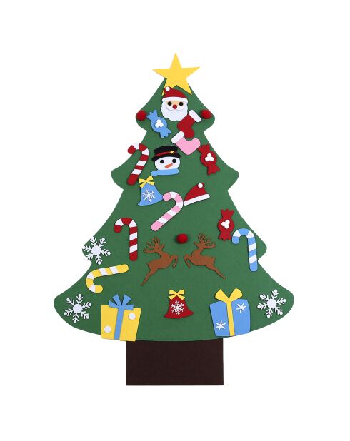 Árbol de Navidad de felpa con decoración de pared verde - 70x1x95 cm