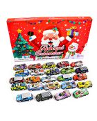 Calendario dell'Avvento 24 figure multicolori di auto da corsa - 37x3,5x23 cm
