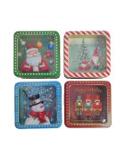 6 Stück mehrfarbige quadratische Weihnachtsgeschenkbox aus Metall