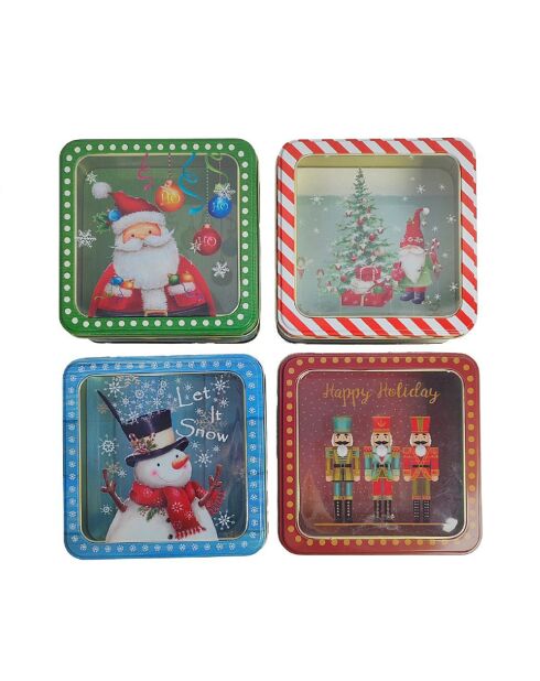 6 pezzi di confezione regalo natalizia quadrata multicolore in metallo