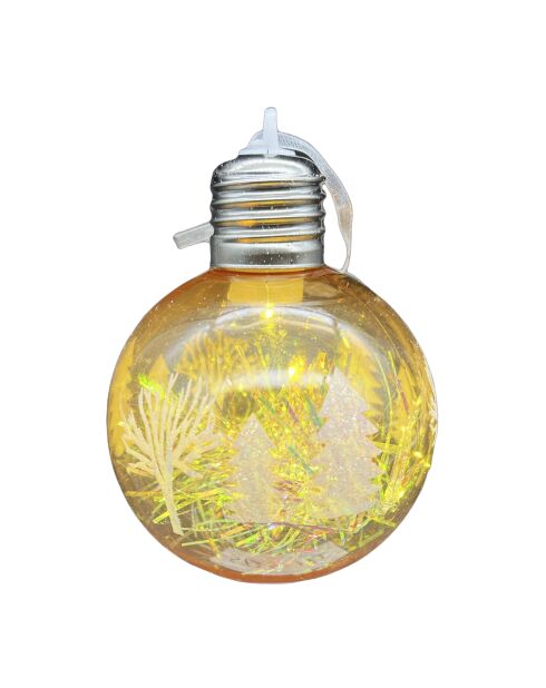 Set van 6 felgele veelkleurige kerstballen - 8 cm