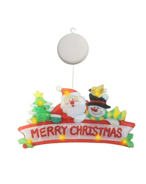 Decoración navideña de cristal adhesivo LED multicolor «Feliz Navidad», 25 x 2 x 13,7 cm