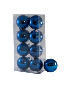 Set de 8 bolas navideñas de color azul brillante - 7 cm