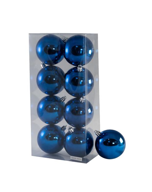 Lot de 8 boules de Noël bleu vif - 7 cm