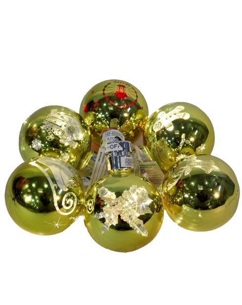 Boule lumineuse suspendue plaquée à 6 motifs aléatoires doré - 8x8x8 cm