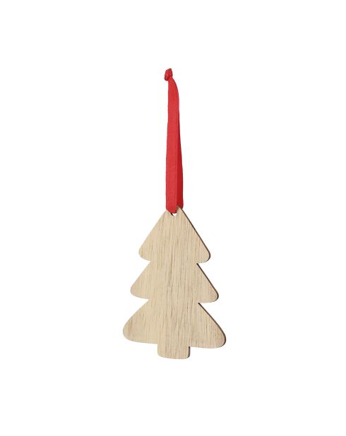 Lot de 10 décorations de Noël Clixar avec attache rouge en bois  - 7x0.5x7 cm