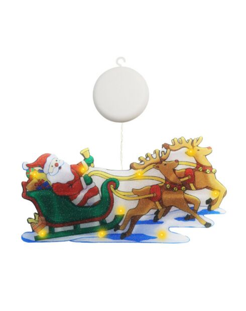 Decorazione natalizia in cristallo adesivo LED multicolore di Babbo Natale - 29x2x13,4 cm