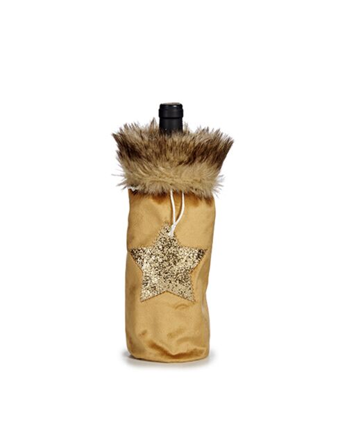 Borsa porta bottiglie dorata a tema natalizio - 34x3x14 cm