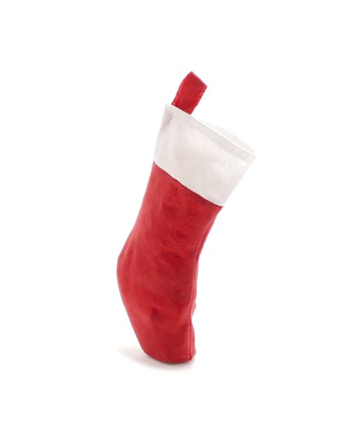 Chaussette de Noël  SASPI avec ruban de suspension  rouge -20x0.3x32 cm