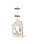 Ornamento natalizio romano con motivo a renne in legno naturale - 9,5x0,6x12 cm