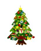 Sapin de Noël en peluche  avec décorations et éclairage LED mural vert  - 70x1x95 cm