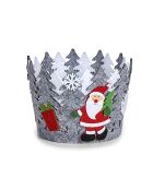 Cesta redonda de decoración navideña gris - 17x17x11,5 cm