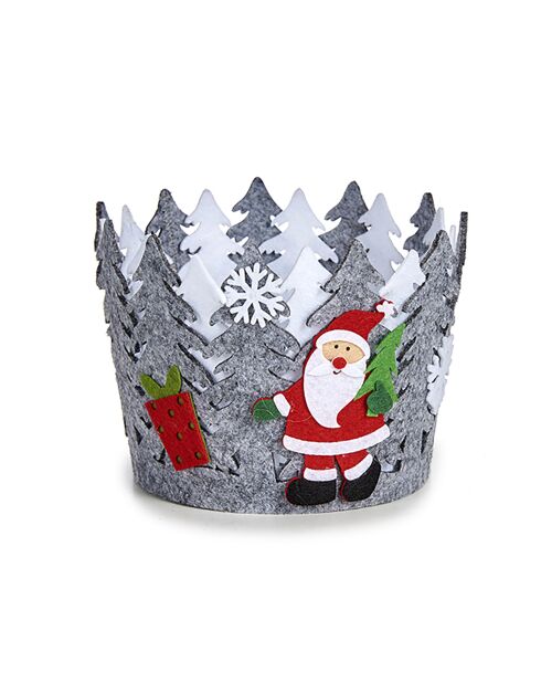 Panier rond décoration de Noël  gris - 17x17x11.5 cm