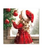 Set van 6 veelkleurige papieren kerstpuzzels - 15,5x15,5 cm