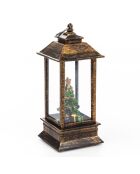 Kerstkaars met lichtbruine kerstboom - 5,5x5,5x13 cm