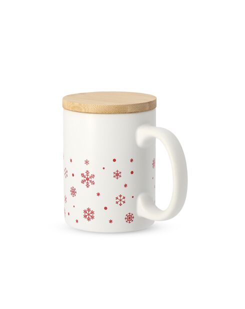 Mug en céramique Helogran motif de Noël blanc - 8.8x8.8x10.5 cm