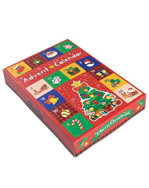 Calendrier de l'Avent avec 24 cases multicolores - 17x4x25 cm